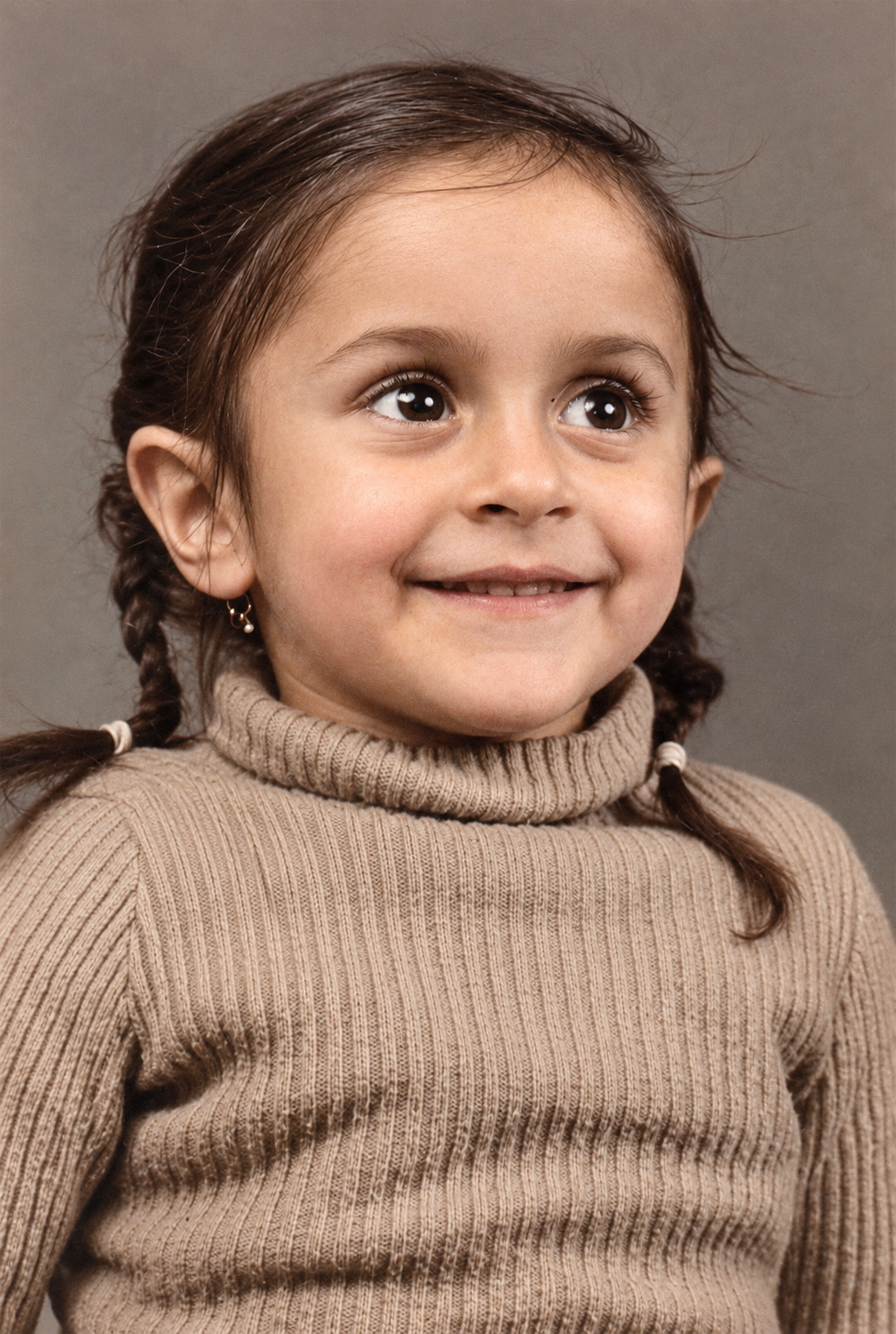 Portrait de la petite fille après restauration et colorisation